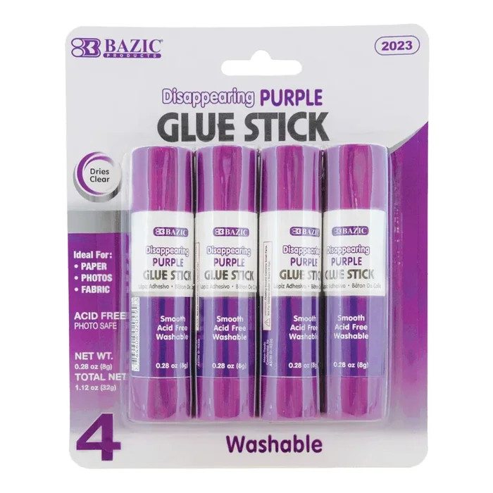 0.28 oz (8g) Washable Disappearing Purple Glue Stick (4/Pack)