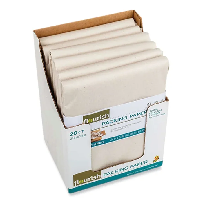 100% Recycled Paper Packing Sheets, 24″ x 24″, Natural, 20/Pack