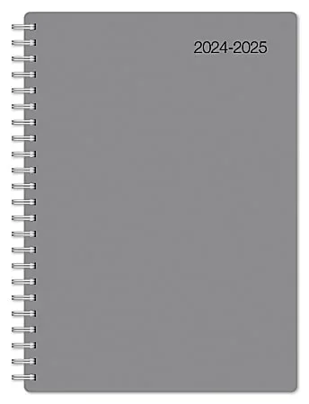 2024-2025 Office Depot® Brand Weekly/Monthly Academic Planner, 5″ x 8″, 30% Recycled, Gray, July 2024 To June 2025