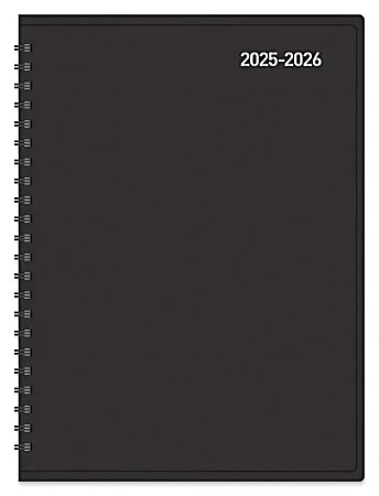 2025-2026 Office Depot® Brand 14-Month Weekly/Monthly Academic Planner, Vertical Format, 7-1/2″ x 9″, 30% Recycled, Black, July 2025 To August 2026