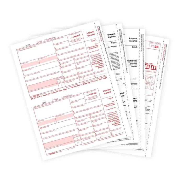 2025 Blue Summit Supplies Tax Forms, 1099 INT 4 Part Tax Forms Kit, 25-Count
