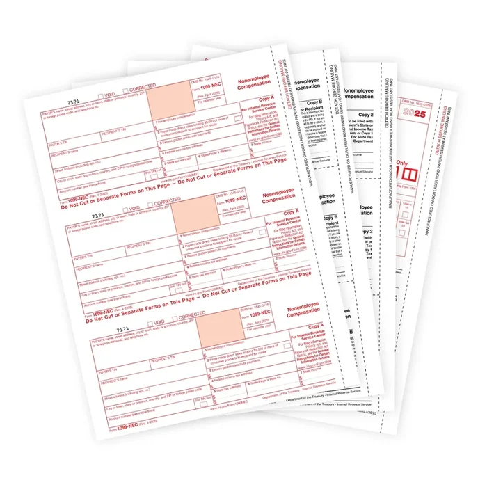 2025 Blue Summit Supplies Tax Forms, 1099-NEC 4-Part Tax Form KIT, 25-Pack