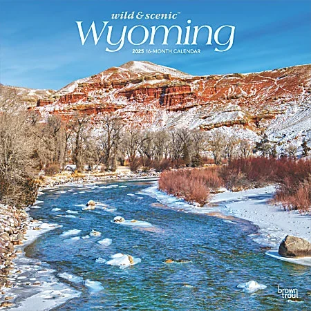 2025 BrownTrout Wyoming Wild & Scenic Monthly Plastic-Free Square Wall Calendar, 12″ x 12″, American States, January to December 2025, 9781975475987