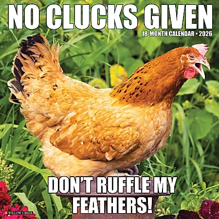 2026 Willow Creek Press Animals Monthly Wall Calendar, 12″ x 12″, No Clucks Given, January To December, 52181