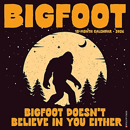 2026 Willow Creek Press Art & Design Monthly Wall Calendar, 12″ x 12″, Bigfoot, January To December, 50262