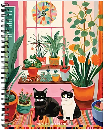 2026 Willow Creek Press Softcover Weekly/Monthly Planner, 6-1/2″ x 8-1/2″, Cats Love Plants, January To December, 56653