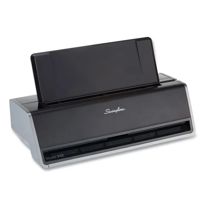 28-Sheet Commercial Electric Three-Hole Punch, 9/32″ Holes, Black/Silver