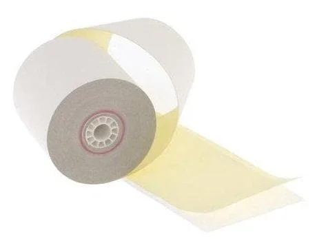 3″ x 95′ 2-Ply Carbonless Paper (50 rolls/case) – White / Canary