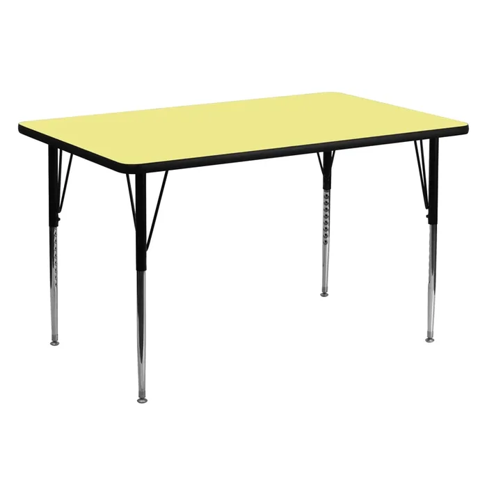 30”W x 60”L Rectangular Thermal Laminate Activity Table – Standard Height Adjustable Legs