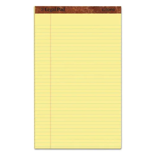 “the Legal Pad” Plus Ruled Perforated Pads With 40 Pt. Back, Wide/legal Rule, 50 Canary-yellow 8.5 X 14 Sheets, Dozen