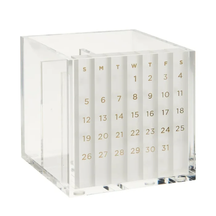 Acrylic Perpetual Calendar + Pen Holder