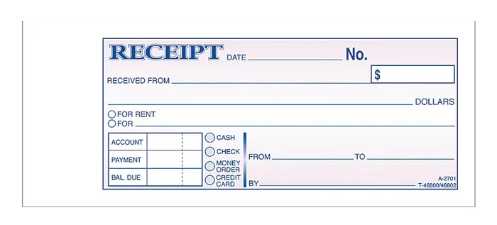 Adams® Money/Rent Receipt Books, 7 3/16″ x 2 3/4″, 2-Part, Carbon, 50 Set Book
