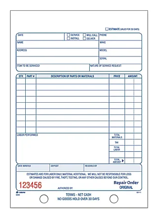 Adams™ 2-Part Service Repair Book, 5 9/16″ x 8 7/16″, 50 Sets