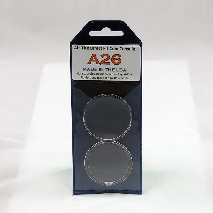 Air-Tite Direct Fit Coin Capsule A26.5 for Susan B Antony, Presidential, Sacajawea in JP’s Retail Packaging