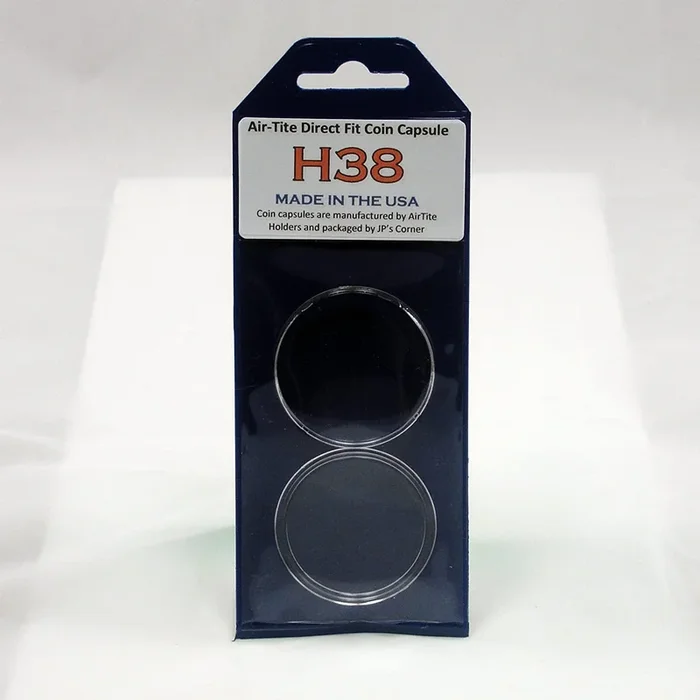 Air-Tite Direct Fit Coin Capsule H38.1 for U.S. Large Dollars – Morgan, Peace, Ike in JP’s Retail Packaging
