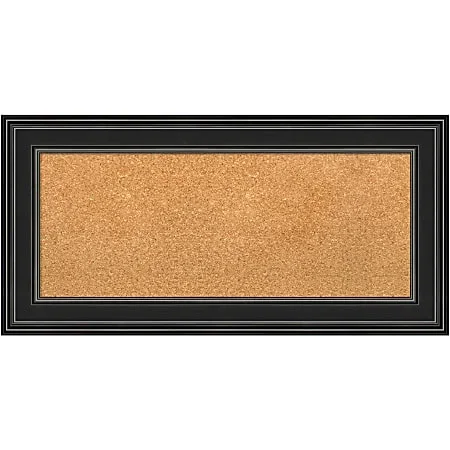 Amanti Art Non-Magnetic Cork Bulletin Board, 36″ x 18″, Natural, Ridge Black Plastic Frame