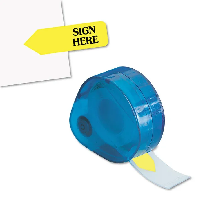 Arrow Message Page Flags in Dispenser, “Sign Here”, Yellow, 120 Flags/Pack