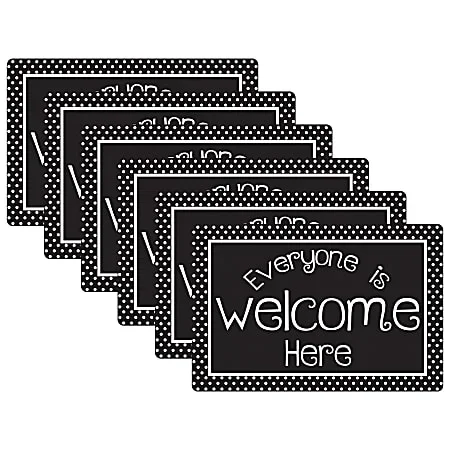 Ashley Smart Poly Computer Mouse Pad, 8″ x 10″, Everyone is Welcome Here Black/White Dots, Pack Of 6 Mouse Pads