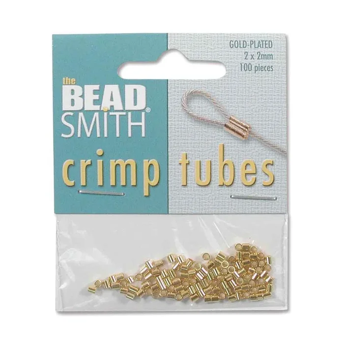 Beadsmith Crimp Tubes 2X2 mm – Gold Plated – Approx. 100