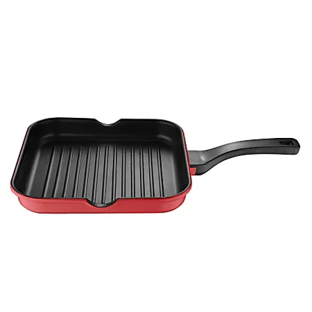 Bergner Aluminum Grill Pan, 11″, Retro Red