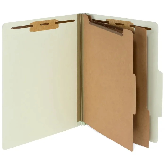 Blue Summit Supplies Classification Folders, Letter Size, 2-Divider, Tab Cut, Gray/Green, 10 Pack