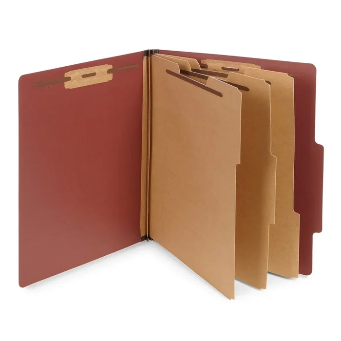 Blue Summit Supplies Classification Folders, Letter Size, 3-Divider, Tab Cut, Red, 10 Pack
