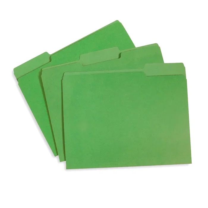Blue Summit Supplies File Folders, Letter, 1/3 Tab, Green, 100/Pack