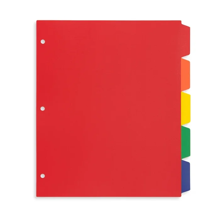 Blue Summit Supplies Plastic Index Dividers, 5-Tab, Assorted Colors, 15 Dividers