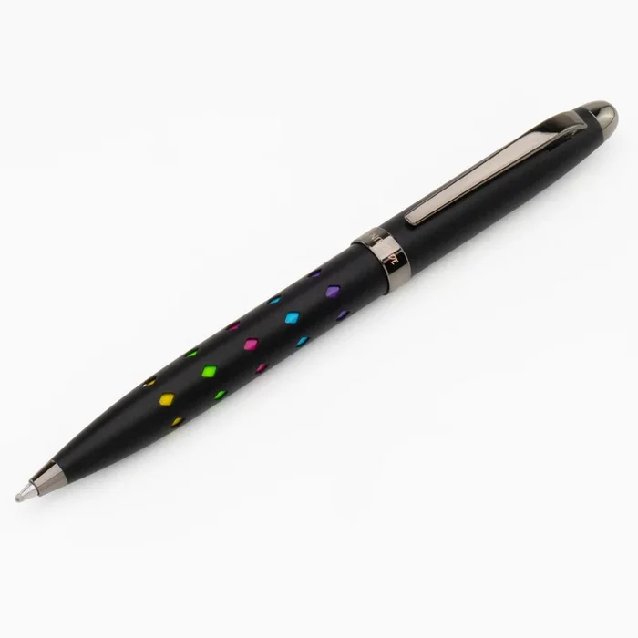 Bolígrafo de tinta gel Illusia de Monteverde USA® con formas de diamante y detalles en negro mate/bronce.