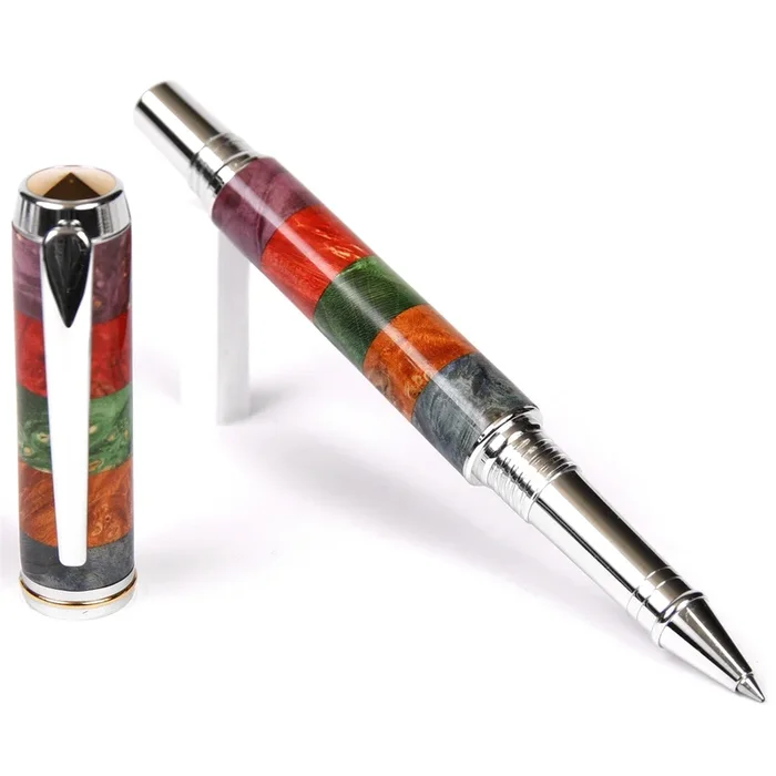 Box Elder Stripes Blue, Yellow, Green, Red & Purple Baron Rollerball Pen – Lanier Pens