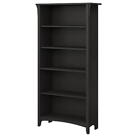 Bush Business Furniture Salinas 63″H 5-Shelf Bookcase, Vintage Black, Standard Delivery