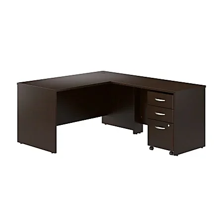 Bush Business Furniture Series C 60″W L-Shaped Desk With 42″W Return And Mobile File Cabinet, Mocha Cherry, Standard Delivery
