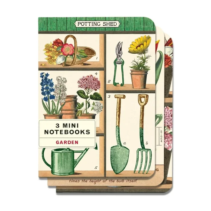 Cavallini & Co. Vintage Inspired Mini Notebook – 4 x 5.5 inch 96 pages – Set of 3 – Garden