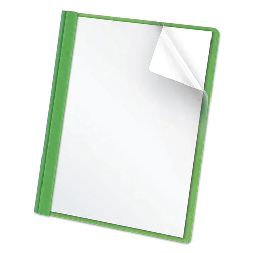 Clear Front Standard Grade Report Cover, Three-prong Fastener, 0.5″ Capacity, 8.5 X 11, Clear/green, 25/box
