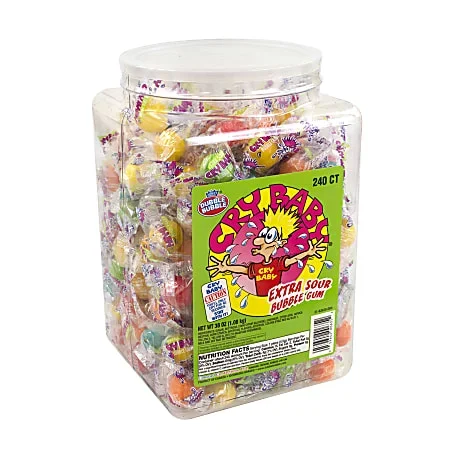 Cry Baby Extra-Sour Bubble Gum, Assorted, 35.2 Oz Tub