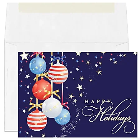 Custom Full-Color Holiday Cards With Envelopes, 7″ x 5″, Patriotic Glow, Box Of 25 Cards/Envelopes