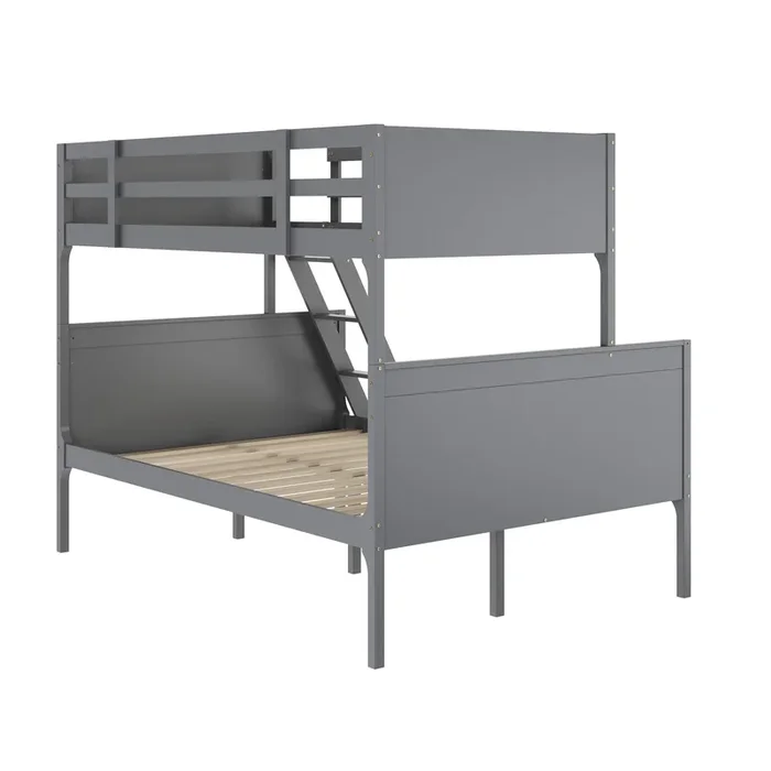 Dallas Convertible Slatted Solid Wood Bunk Bed Frame with Ladder for Kids, No Box Spring Needed