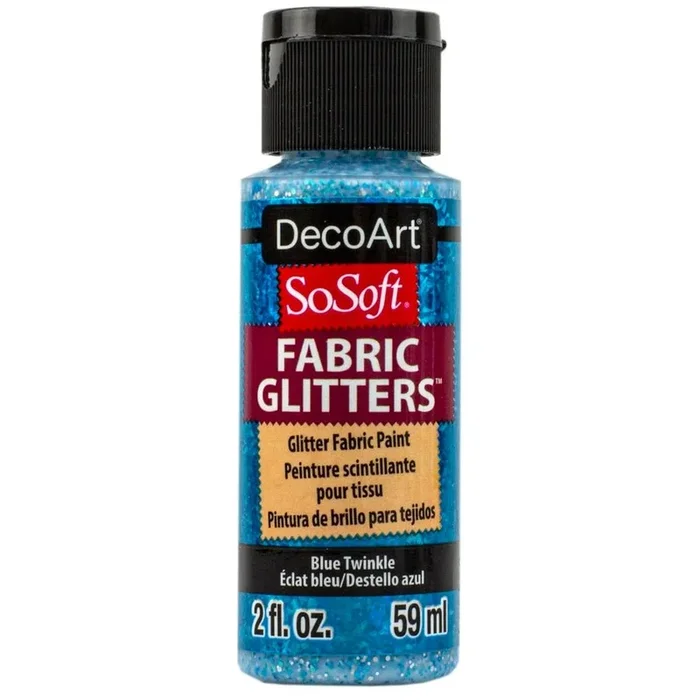 DecoArt SoSoft Glitter Fabric Acrylics 2 oz – Blue Twinkle