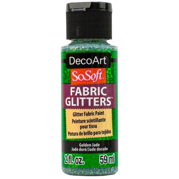 DecoArt SoSoft Glitter Fabric Acrylics 2 oz – Golden Jade