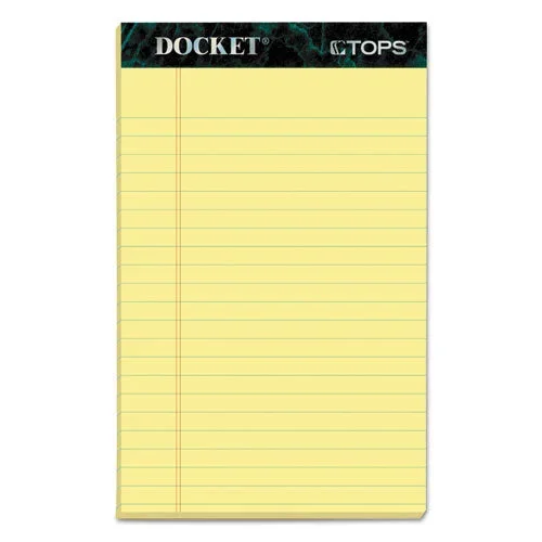 Docket Ruled Perforated Pads, Narrow Rule, 50 Canary-yellow 5 X 8 Sheets, 12/pack