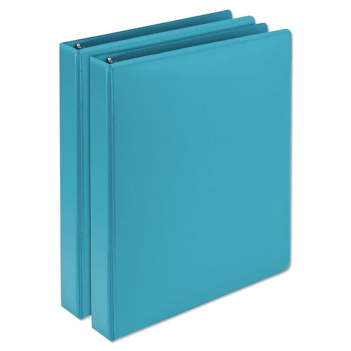 Earths Choice Plant-Based Durable Fashion View Binder, 3 Rings, 1″ Capacity, 11 x 8.5, Turquoise, 2/Pack