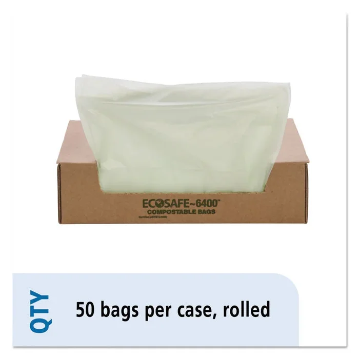 EcoSafe-6400 Bags, 32 gal, 0.85 mil, 33 x 48 , Green, 50/Box