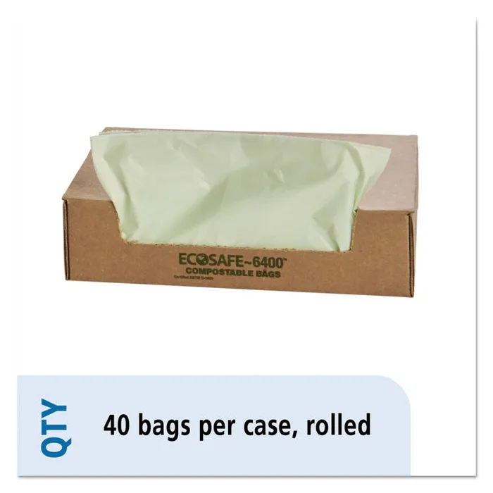 EcoSafe-6400 Bags, 48 gal, 0.85 mil, 42 x 48 , Green, 40/Box