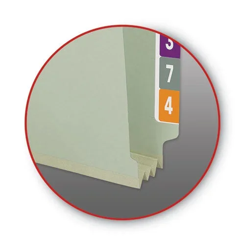 End Tab Pressboard Classification Folders, Two Safeshield Coated Fasteners, 3″ Expansion, Letter Size, Gray-green, 25/box