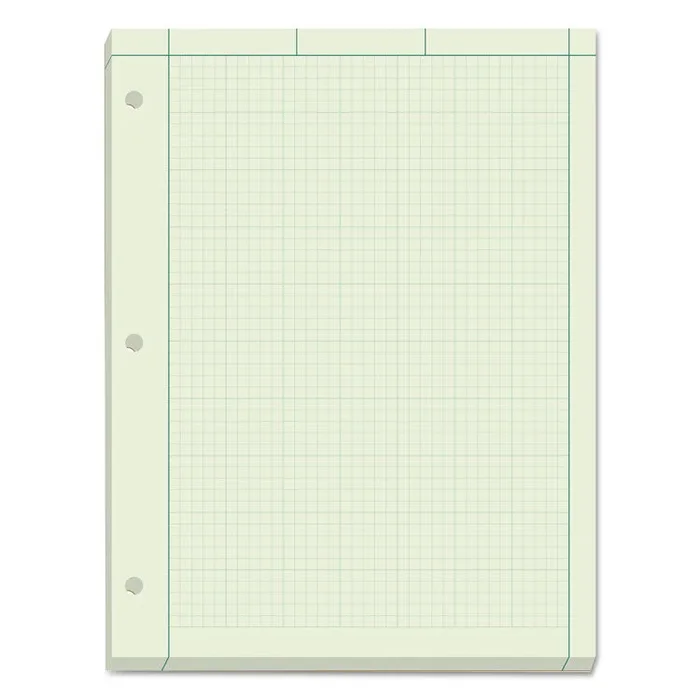 Engineering Computation Pads, Cross-Section Quadrille Rule (5 sq/in, 1 sq/in), Green Cover, 200 Green-Tint 8.5 x 11 Sheets