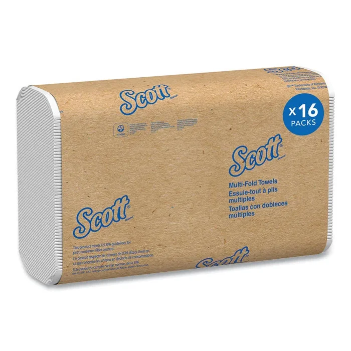 Essential Multi-Fold Towels 100% Recycled, 1-Ply, 9.2 x 9.4, White, 250/Pack, 16 Packs/Carton