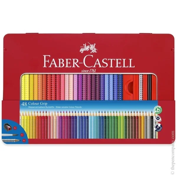 Faber-Castell Grip Colour Pencils Tin – Pack of 48