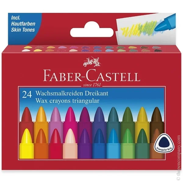 Faber-Castell Triangular Wax Crayon – Pack of 24