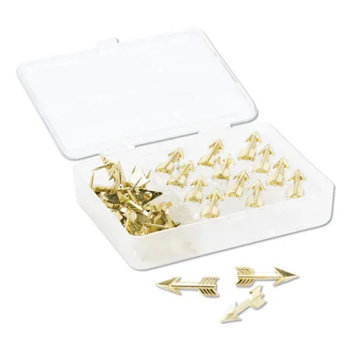Fashion Push Pins, Steel, Gold, 0.38″, 36/pack