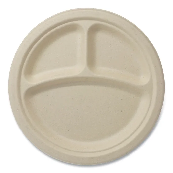 Fiber Plates, 9 dia, Natural, 1,000/Carton